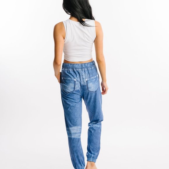 Zyia Distressed Denim Joggers - Picture 5 of 9